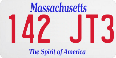 MA license plate 142JT3