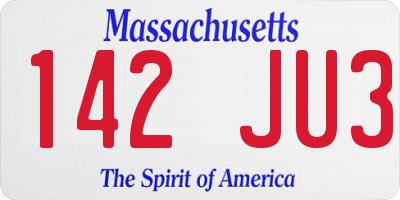 MA license plate 142JU3
