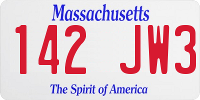 MA license plate 142JW3