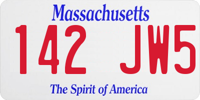 MA license plate 142JW5