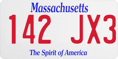 MA license plate 142JX3