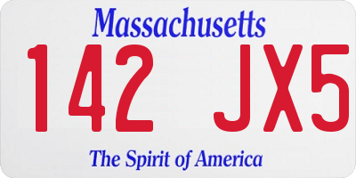 MA license plate 142JX5