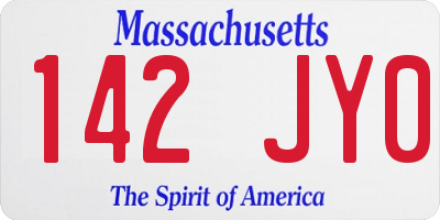 MA license plate 142JY0