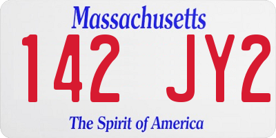 MA license plate 142JY2