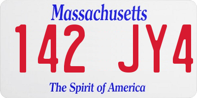 MA license plate 142JY4