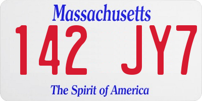 MA license plate 142JY7