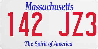 MA license plate 142JZ3