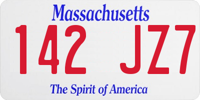 MA license plate 142JZ7