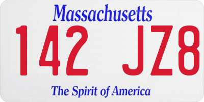 MA license plate 142JZ8