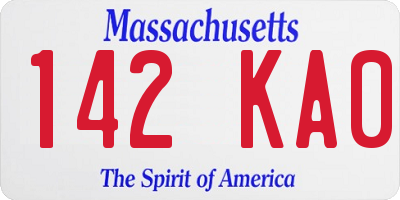 MA license plate 142KA0