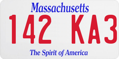 MA license plate 142KA3
