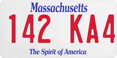 MA license plate 142KA4