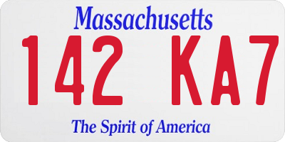 MA license plate 142KA7