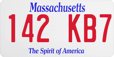MA license plate 142KB7