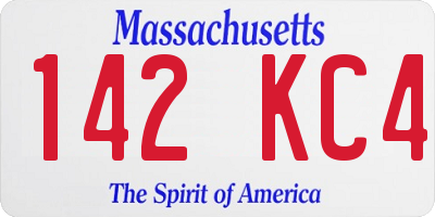 MA license plate 142KC4
