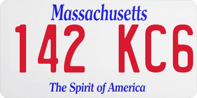 MA license plate 142KC6