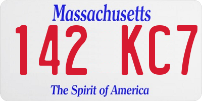 MA license plate 142KC7