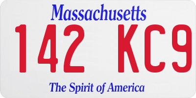 MA license plate 142KC9