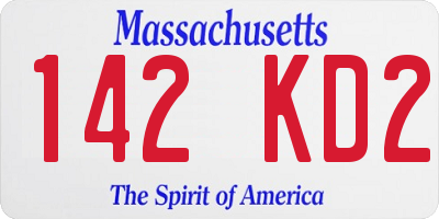 MA license plate 142KD2