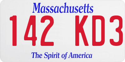 MA license plate 142KD3