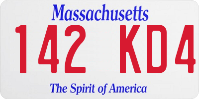 MA license plate 142KD4