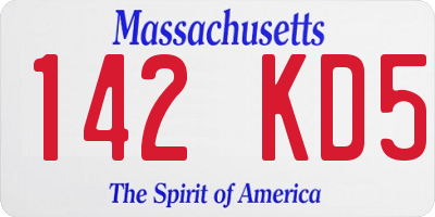 MA license plate 142KD5