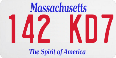 MA license plate 142KD7