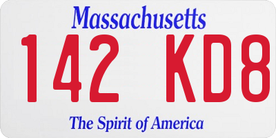 MA license plate 142KD8