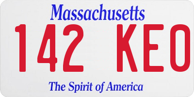 MA license plate 142KE0