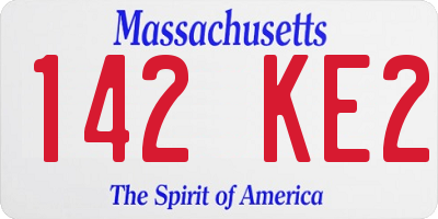 MA license plate 142KE2