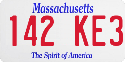 MA license plate 142KE3