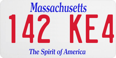 MA license plate 142KE4