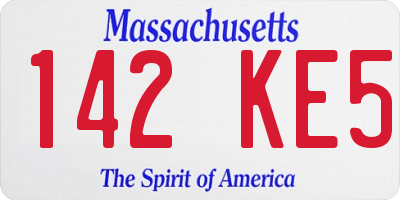 MA license plate 142KE5