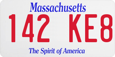 MA license plate 142KE8