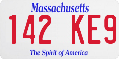 MA license plate 142KE9