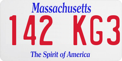 MA license plate 142KG3