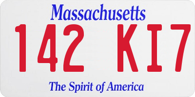 MA license plate 142KI7