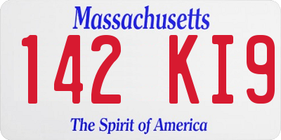MA license plate 142KI9