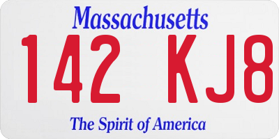 MA license plate 142KJ8