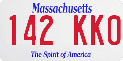 MA license plate 142KK0