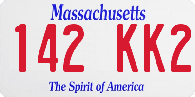 MA license plate 142KK2