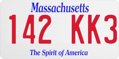 MA license plate 142KK3