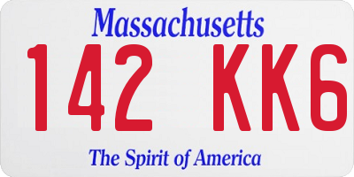 MA license plate 142KK6
