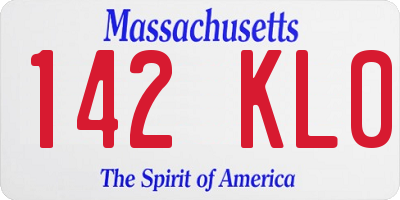 MA license plate 142KL0