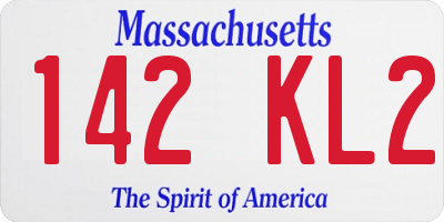 MA license plate 142KL2