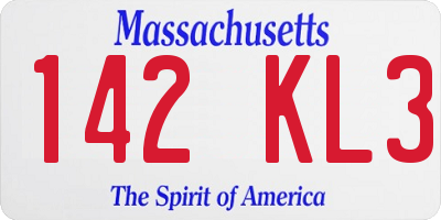 MA license plate 142KL3