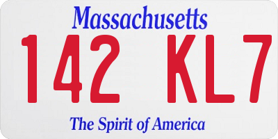 MA license plate 142KL7