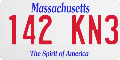 MA license plate 142KN3