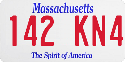 MA license plate 142KN4