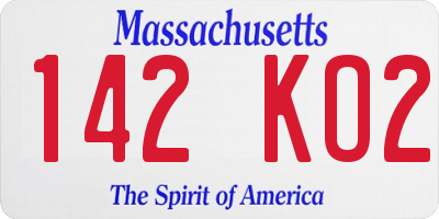MA license plate 142KO2
